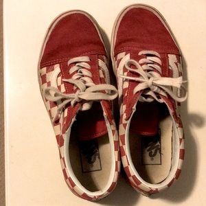 Red Checkered Vans womens 6.5